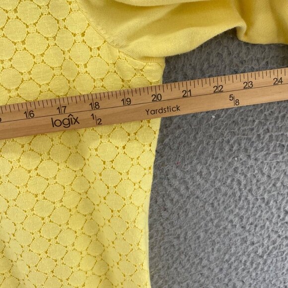 Talbots Sweater Women L Petite Yellow Button Up Cardigan 3/4 Sleeve Stretch Knit - Picture 7 of 9